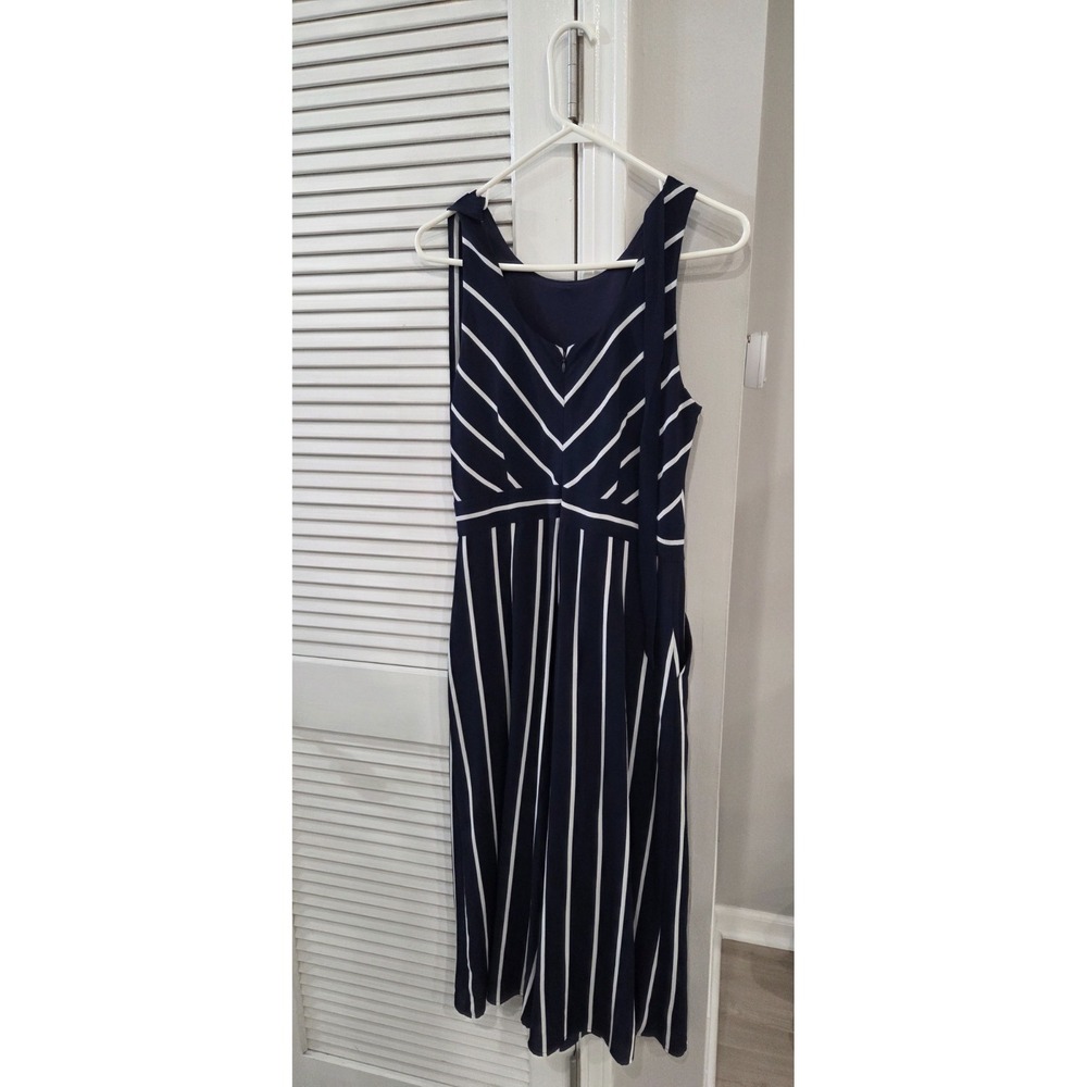 Womens Navy Jessica Howard Wide Leg Jumpsuit Chevron Stripes Size 8